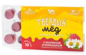 Твердый мед HoneyDrops Малина и Ромашка 30г