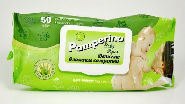 Влажные салфетки детские Pamperino с пластиковым клапаном 50 штук фотография