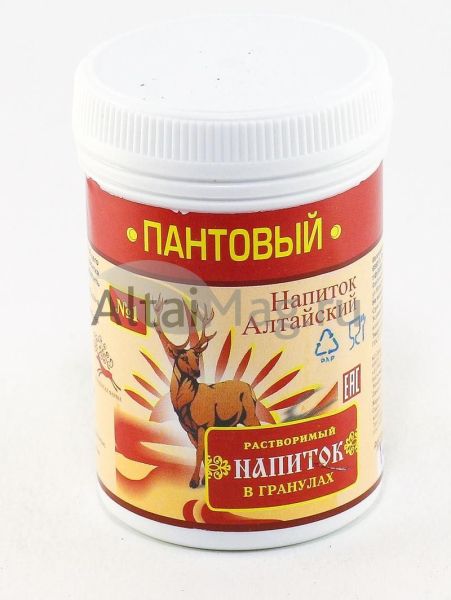 Изображение товара Пантовый чайный напиток Алтайский №1, (банка) 50 г (на сахаре) Пантовый чайный напиток Алтайский №1, (банка) 50 г (на сахаре) фотография